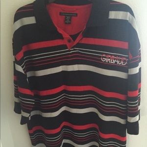 XL red, black, and grey GIRBAUD polo shirt